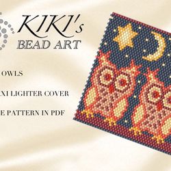 lighter cover pattern peyote pattern, bead pattern for bic maxi lighter cover night owls beading pattern in pdf