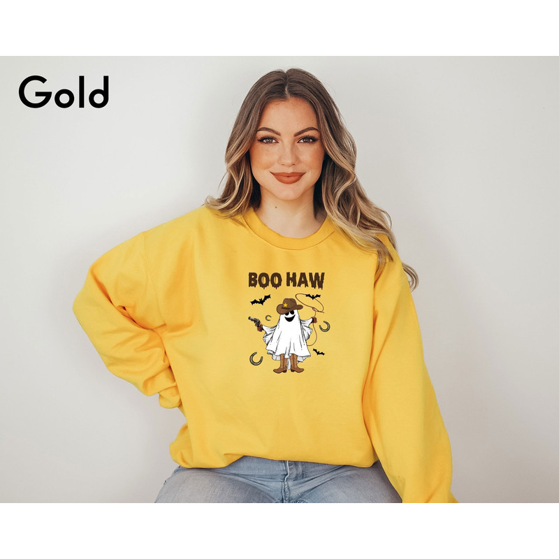 Boo Haw Sweatshirt, Retro Halloween Sweatshirt, Halloween Horror Sweatshirt, Halloween Ghost Shirt, Halloween Party Sweatshirt, Western Tee - 1.jpg