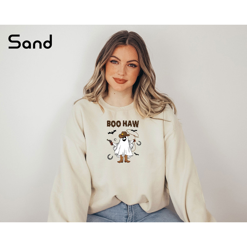 Boo Haw Sweatshirt, Retro Halloween Sweatshirt, Halloween Horror Sweatshirt, Halloween Ghost Shirt, Halloween Party Sweatshirt, Western Tee - 2.jpg