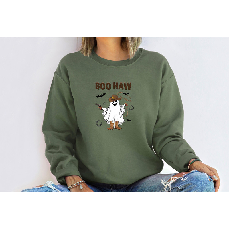 Boo Haw Sweatshirt, Retro Halloween Sweatshirt, Halloween Horror Sweatshirt, Halloween Ghost Shirt, Halloween Party Sweatshirt, Western Tee - 8.jpg