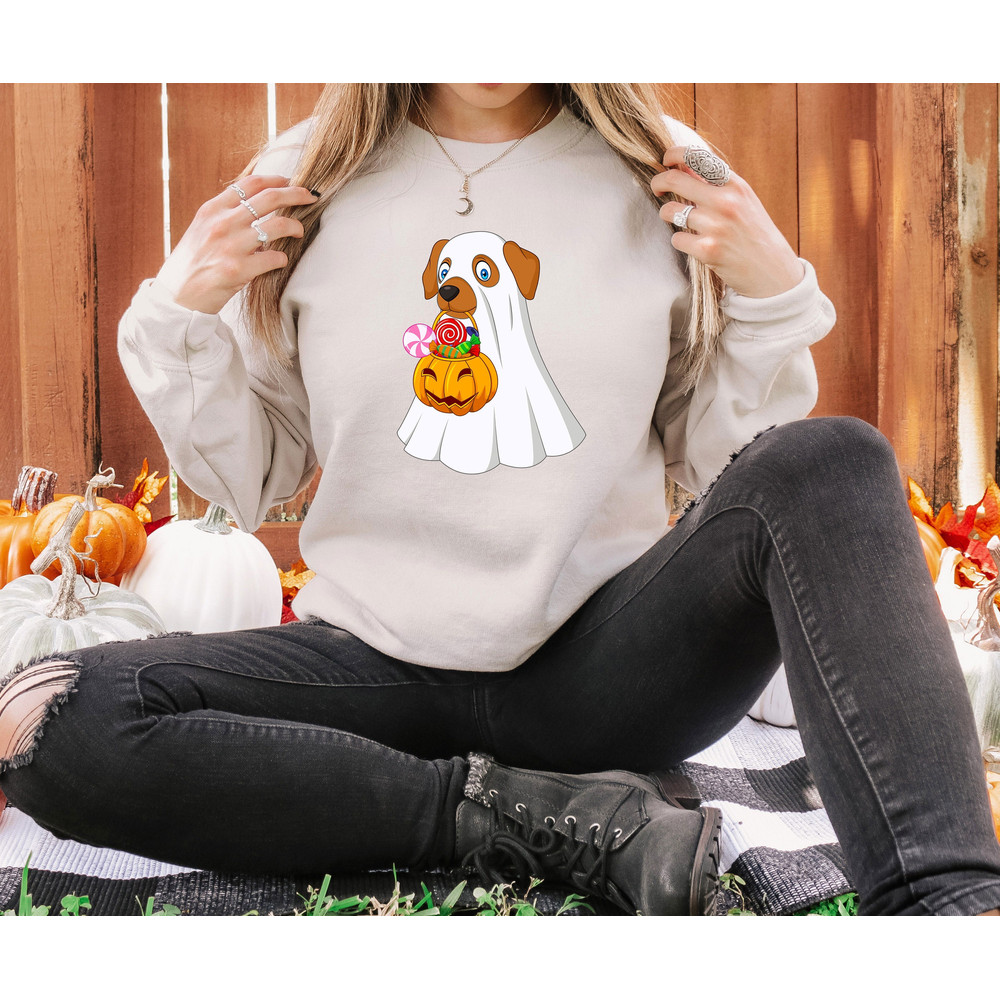Cute Ghost Dog Sweatshirt, Vintage Halloween Sweatshirt, Trick Or Treat, Pumpkin Sweater, Kids Halloween T-Shirt, Funny Halloween Gift - 8.jpg