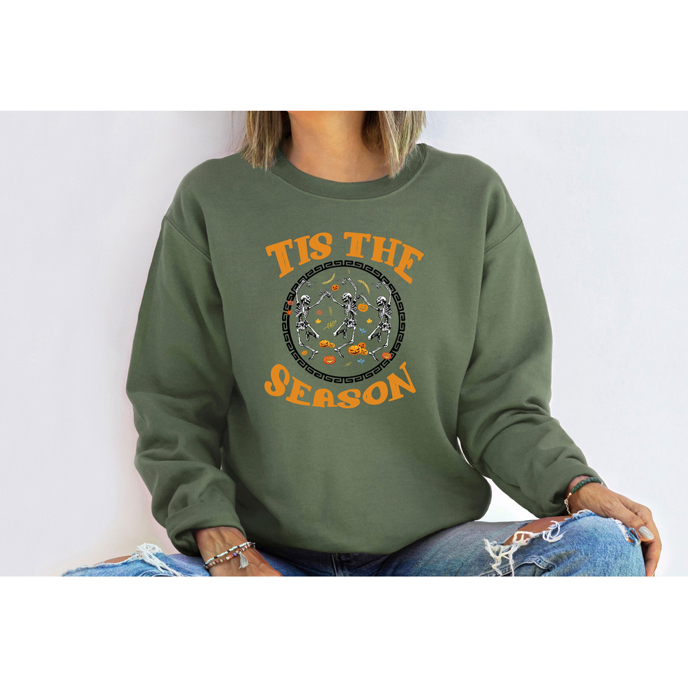 Dancing Skeleton Sweatshirt, Retro Halloween Sweatshirt, Halloween Tis The Season Sweatshirt, Halloween Shirt, Halloween Women's Sweatshirt - 3.jpg