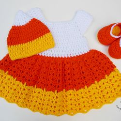 CROCHET PATTERN - Candy Corn Outfit | Baby Girl Photo Prop | Crochet Halloween Costume | Sizes Newborn - 12 Months