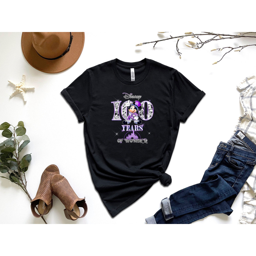 Disney 100 Years Of Wonder Shirt Matching Mickey Minnie Mouse Couple Tshirt For Disney World Family Disneyland Universal Studios Trip Gift - 5.jpg