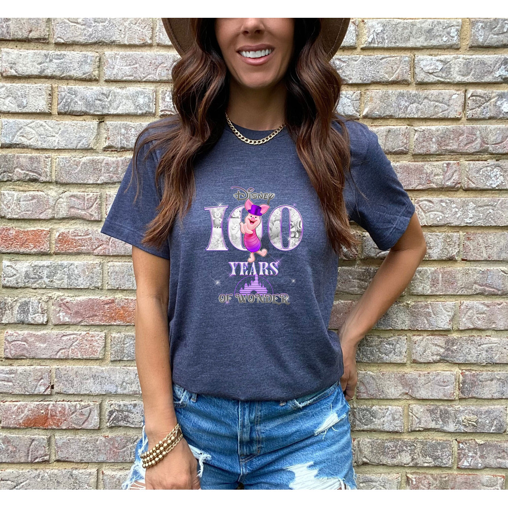 Disney Winnie The Pooh Shirt, 100th Disney Anniversary Shirt, Disney 100 Years of Wonder Shirt, Cute Piglet Shirt, Disneyland Shirt - 1.jpg