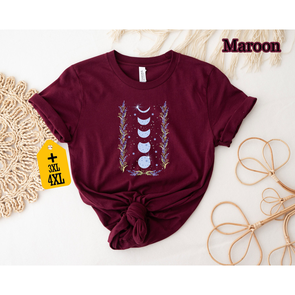 Floral Moon Phases Shirt, Moon Shirt, Celestial Shirt, Astrology Shirt, Astronomy Shirt, Moon Bohemian Shirt, Nature Lover Shirt - 5.jpg