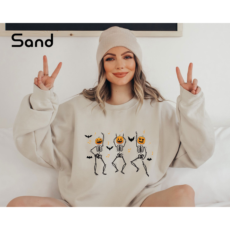 Funny Skeleton Dancing Sweatshirt, Halloween Sweatshirt, Retro Halloween Shirt, Vintage Halloween Sweater, Halloween Party Gift - 3.jpg