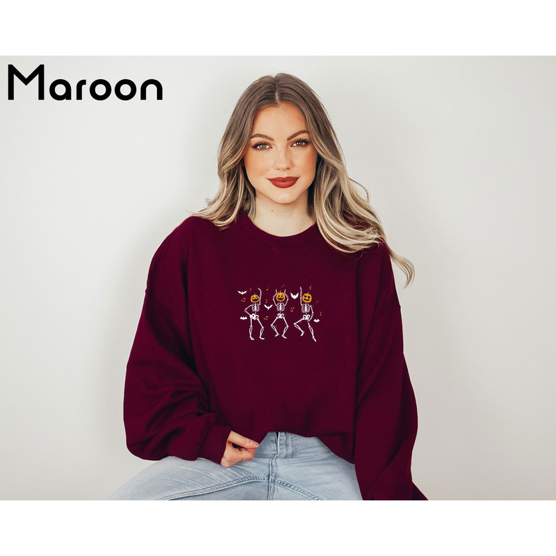 Funny Skeleton Dancing Sweatshirt, Halloween Sweatshirt, Retro Halloween Shirt, Vintage Halloween Sweater, Halloween Party Gift - 8.jpg