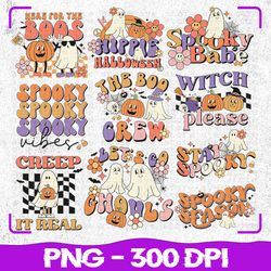 retro cute halloween sublimation bundle, halloween bundle designs, retro cute bundle, retro cute png bundle, retro cute