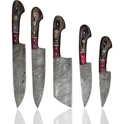 hand forged chef knives kitchen set damascus steel knives handmade knife set