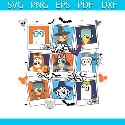 retro bluey and friend spooky halloween svg digital cricut file