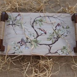 Oversized Springtime Serving Tray with Easy-Grip Handles