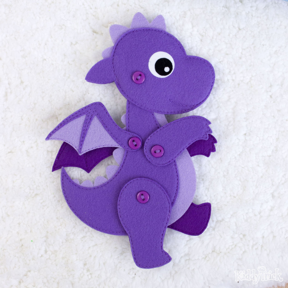 felt toy purple dragon