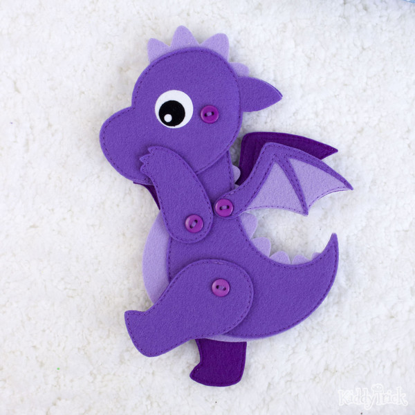 flat felt toy - purple dragon