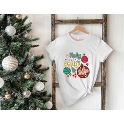 christmas holly jolly babe shirt ,retro christmas t-shirt, retro xmas holiday apparel, vintage christmas shirt.