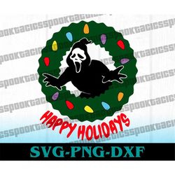 ghostface svg, christmas card svg, scream svg, sydney prescott svg, halloween png, ghost face svg, horror xmas svg, digi