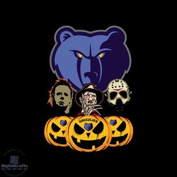 halloween horror movie pumpkin svg, jason voorhees and freddy krueger svg, halloween svg, halloween png memphis grizzlie