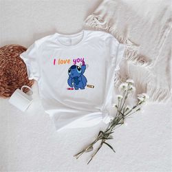 disney stitch shirt, disney stitch cute shirt, stitch disney shirt, stitch i love you shirt, disney couple shirt
