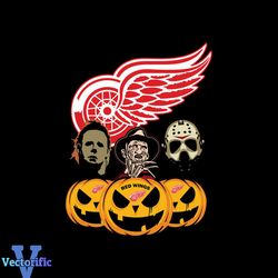 Detroit Red Wings Halloween Horror Movie Pumpkin Svg, Jason Voorhees And Freddy Krueger Svg, Halloween svg, Halloween pn