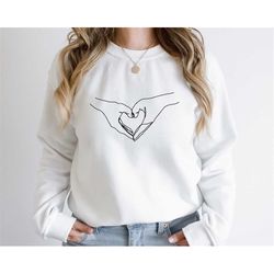 line art sweatshirt/hoodie, custom hand heart sweatshirt/hoodie, heart sweatshirt/hoodie, love sweatshirt/hoodie
