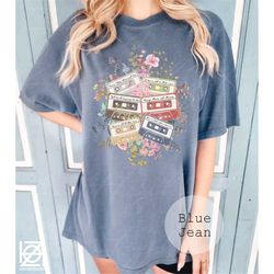 floral 90s song mixtape comfort colors shirt, vintage raised on 90s country music raised on shania western cowgirl nashv