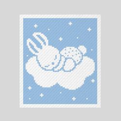 Crochet C2C Bunny on the Cloud graphgan Blanket pattern PDF Download