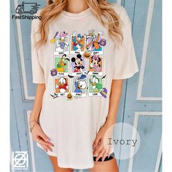 mickey & friends halloween polaroid comfort colors shirt, retro disney halloween vintage trick or treat minnie donald da
