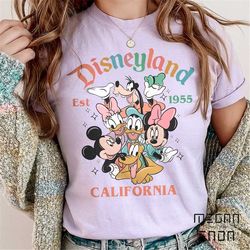 retro mickey and friends disneyland est 1955 comfort colors shir, disneyland shirt, disney family shirts, magic kingdom,