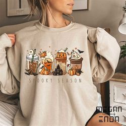 halloween sweatshirt, fall coffee sweatshirt, pumpkin spice shirt, halloween latte shirt, cute fall sweatshirt, spooky s