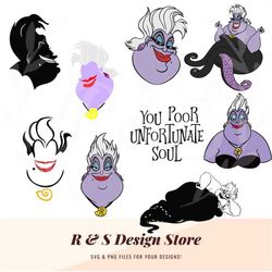 sea witch, villain, ursula, octopus, witch, evil, png, svg.