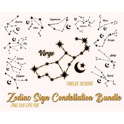 zodiac constellation svg bundle, zodiac svg, horoscope svg, astrology svg, constellations svg, files for cricut, svg bun