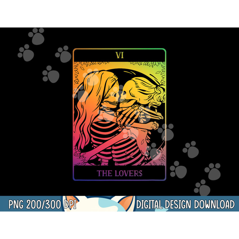 The Lovers Tarot Card Rainbow Occult Goth Lesbian Skeleton png, sublimation copy.jpg