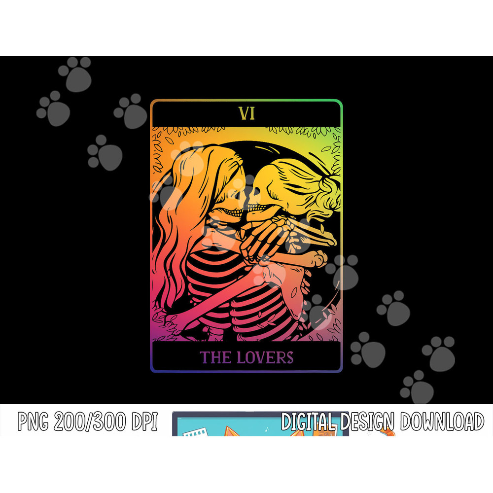 The Lovers Tarot Card Rainbow Occult Goth Lesbian Skeleton png, sublimation copy.jpg