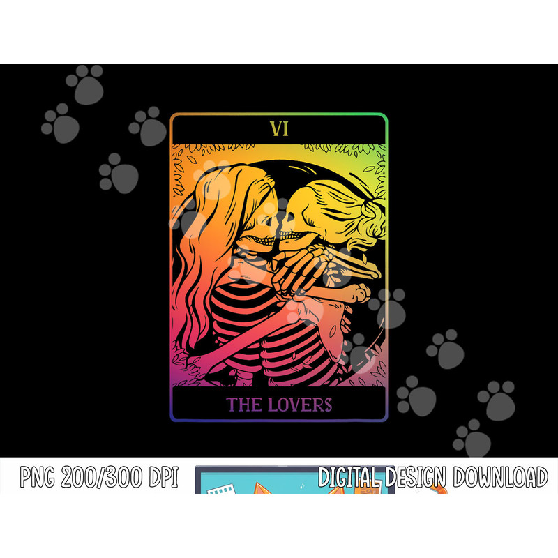 The Lovers Tarot Card Rainbow Occult Goth Lesbian Skeleton png, sublimation copy.jpg