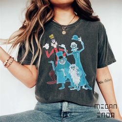 goofy and hitchhiking ghost haunted mansion comfort colors shirt, disney halloween matching shirts, disneyland halloween