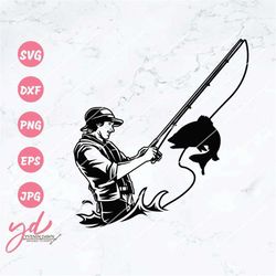 bass fishing svg | fisherman svg | bass fish svg | fishing svg | jumping bass fish | water splash | fish svg | silhouett