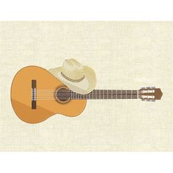 Machine embroidery designs guitar and hat country music