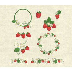 machine embroidery designs set strawberries