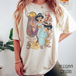 princess jasmine aladdin comfort color shirt, disney shirt, vintage disney princess shirt, disney girl trip 2023 shirt,