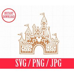 gingerbread house | disneyland castle mickey | christmas holiday | svg, png, jpg | instant file download