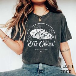 comfort colors vintage disney star wars fly casual millennium falcon 1977 shirt, star wars millennium falcon shirt, disn