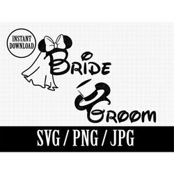 bride and groom mickey minnie hats  | wedding married | disneyland bound | svg png jpg | instant file download
