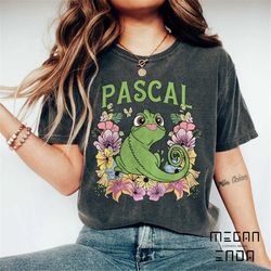 comfort colors vintage disney tangled pascal floral shirt, disney tangled shirt, rapunzel shirt, magic kingdom shirt, di