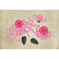 machine embroidery flowers, japanese embroidery chrysanthemum
