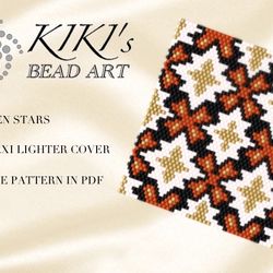 lighter cover pattern peyote pattern, bead pattern for bic maxi lighter cover golden stars peyote beading pattern in pdf