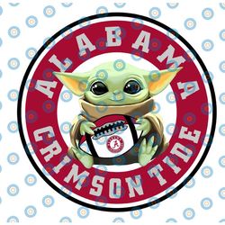 baby yoda with alabama crimson tide, baby yoda png, ncaa png, digital download