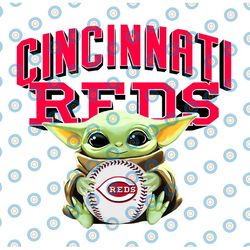 baby yoda with cincinnati reds baseball png,  baby yoda mlb png, mlb png, digital download
