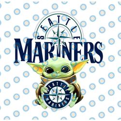 baby yoda with seattle mariners baseball png,  baby yoda mlb png, mlb png, digital download