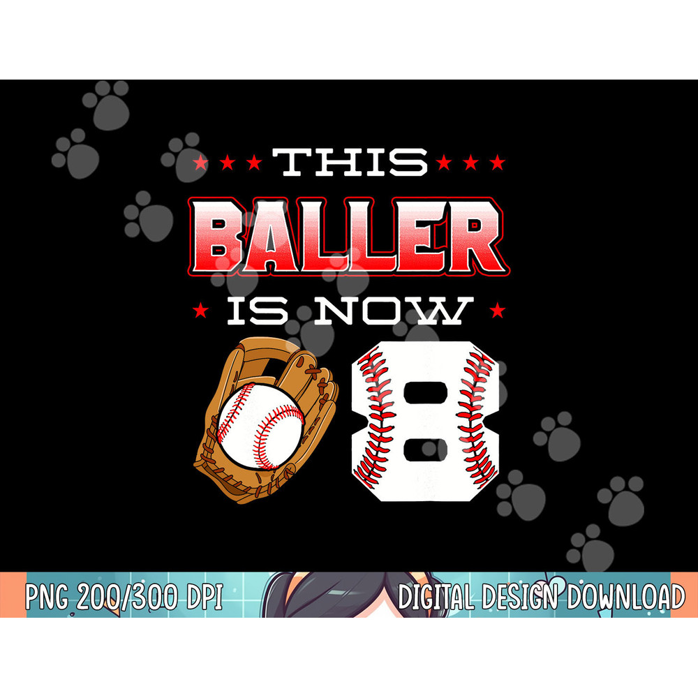 This Baller Is Now 8 Baseball Birthday Theme Party 8th png, sublimation .jpg