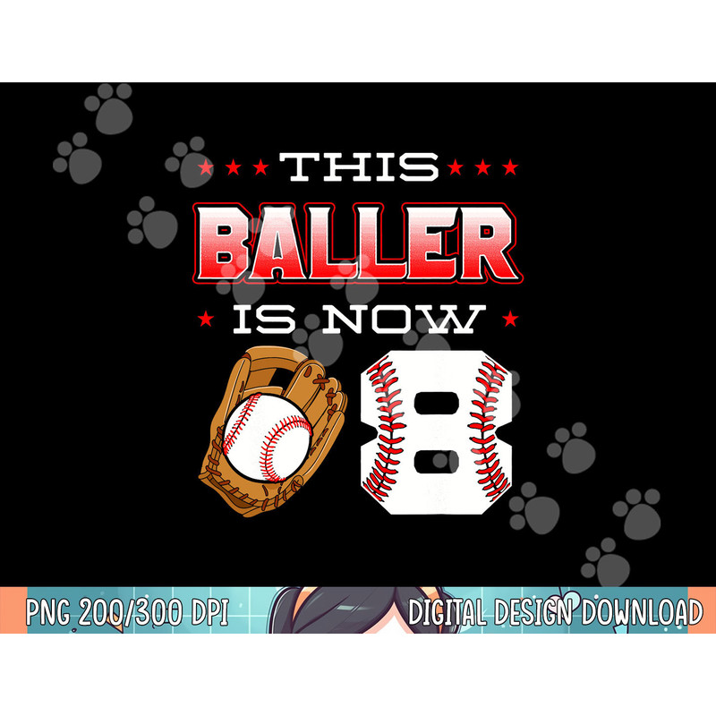 This Baller Is Now 8 Baseball Birthday Theme Party 8th png, sublimation .jpg